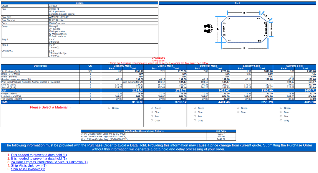 Pool Cover & Liner Estimator